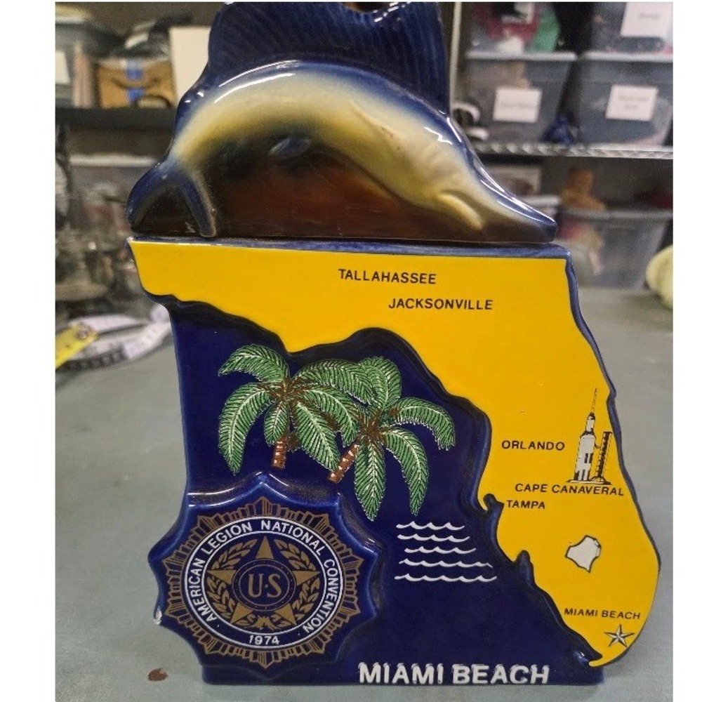 Ezra Brooks 1974 American Legion Miami Beach Florida Heritage China Decanter